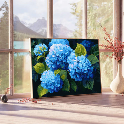 Painting By Numbers Kits 15.7" x 19.6" (40 x 50cm) Blue Hydrangeas - Paint By Numbers Kit