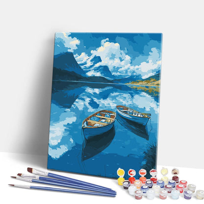 Painting By Numbers Kits 15.7" x 19.6" (40 x 50cm) Boats on the Lake - Paint By Numbers Kit