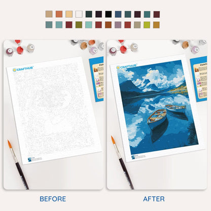 Painting By Numbers Kits 15.7" x 19.6" (40 x 50cm) Boats on the Lake - Paint By Numbers Kit