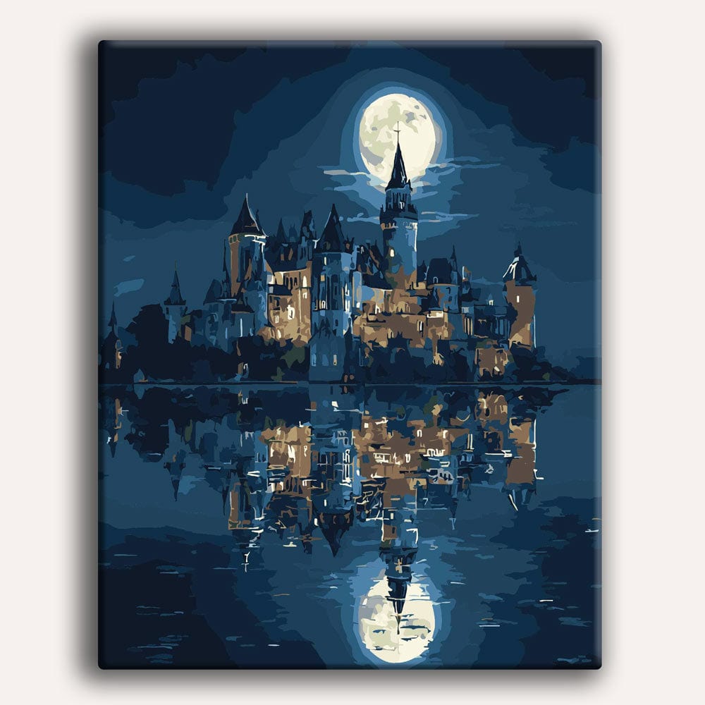 Painting By Numbers Kits 15.7" x 19.6" (40 x 50cm) Castle in Moonlight - Paint By Numbers Kit