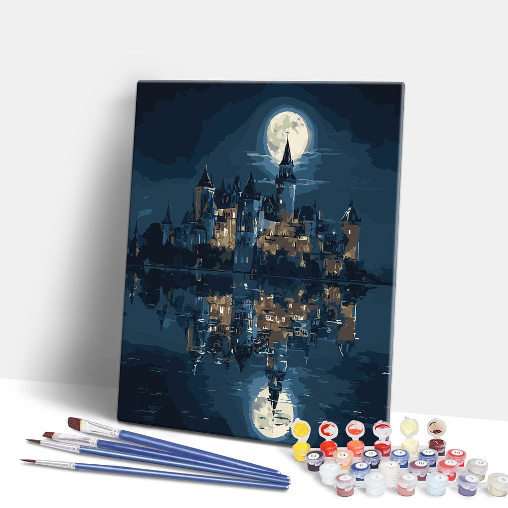 Painting By Numbers Kits 15.7" x 19.6" (40 x 50cm) Castle in Moonlight - Paint By Numbers Kit