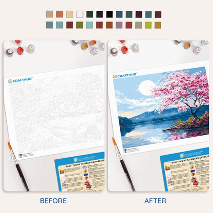 Painting By Numbers Kits 15.7" x 19.6" (40 x 50cm) Moonlit Sakura Lake - Paint By Numbers Kit