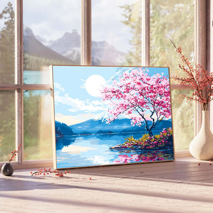 Painting By Numbers Kits 15.7" x 19.6" (40 x 50cm) Moonlit Sakura Lake - Paint By Numbers Kit