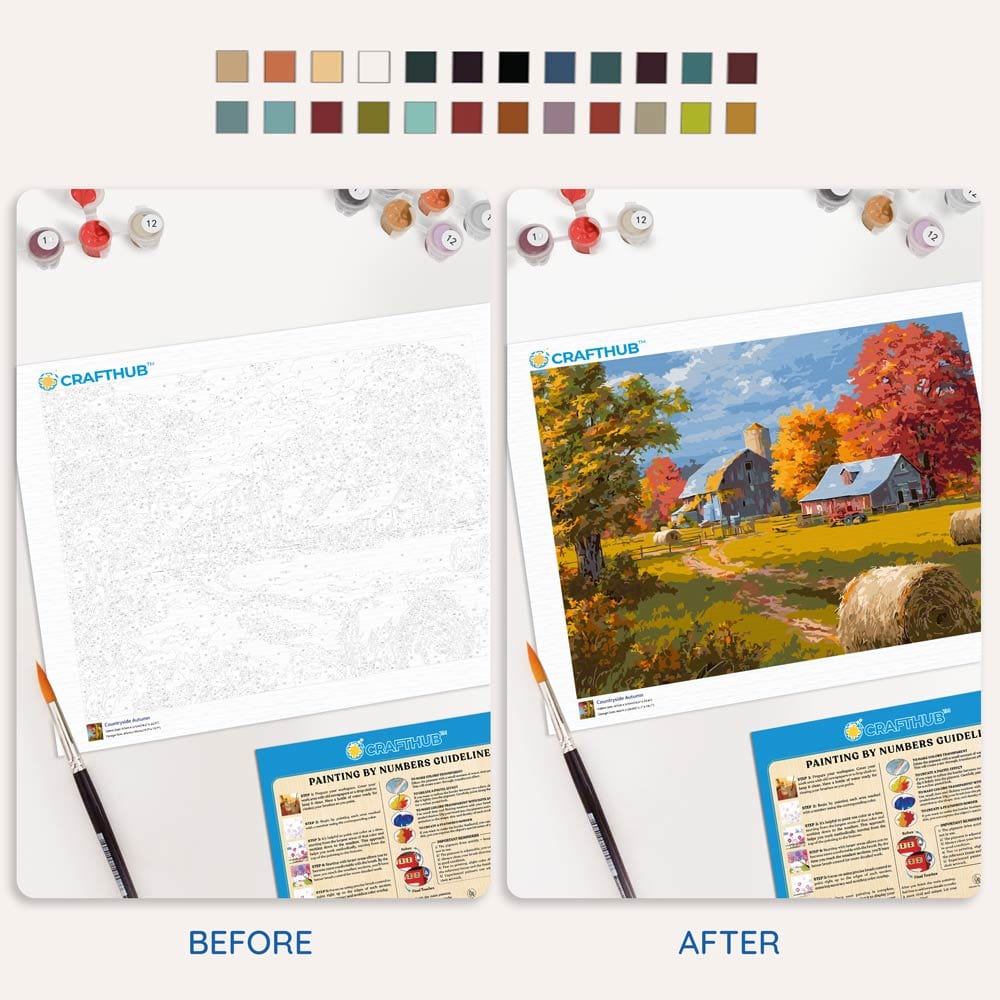 Painting By Numbers Kits 15.7" x 19.6" (40 x 50cm) Autumn in the Countryside - Paint By Numbers Kit