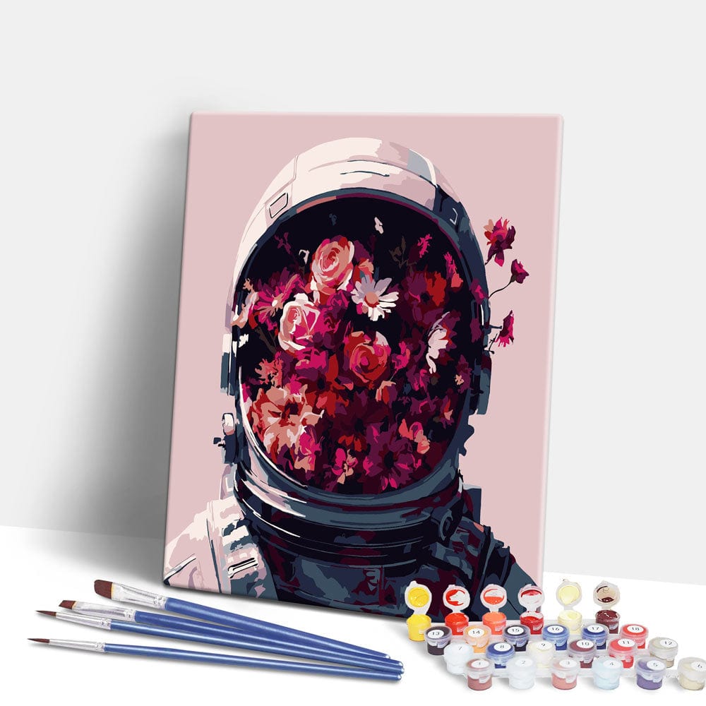 Painting By Numbers Kits 15.7" x 19.6" (40 x 50cm) Floral Astronaut - Paint By Numbers Kit