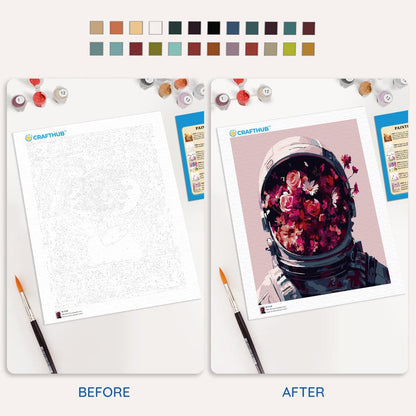 Painting By Numbers Kits 15.7" x 19.6" (40 x 50cm) Floral Astronaut - Paint By Numbers Kit