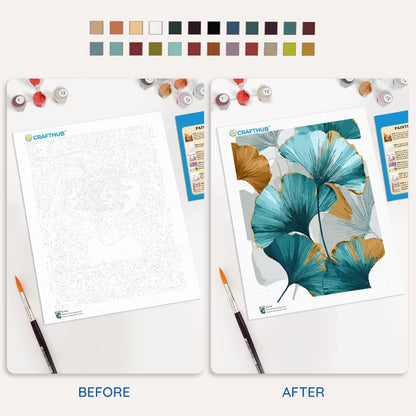 Painting By Numbers Kits 15.7" x 19.6" (40 x 50cm) Ginko Leave Art  - Paint By Numbers Kit