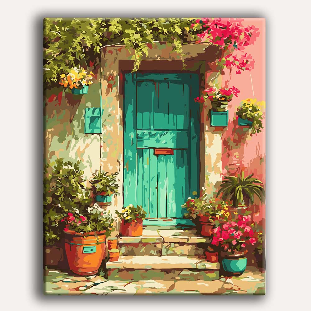 Painting By Numbers Kits 15.7" x 19.6" (40 x 50cm) Green Door - Paint By Numbers Kit
