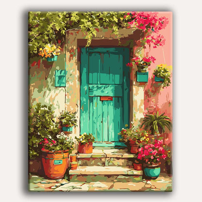 Painting By Numbers Kits 15.7" x 19.6" (40 x 50cm) Green Door - Paint By Numbers Kit