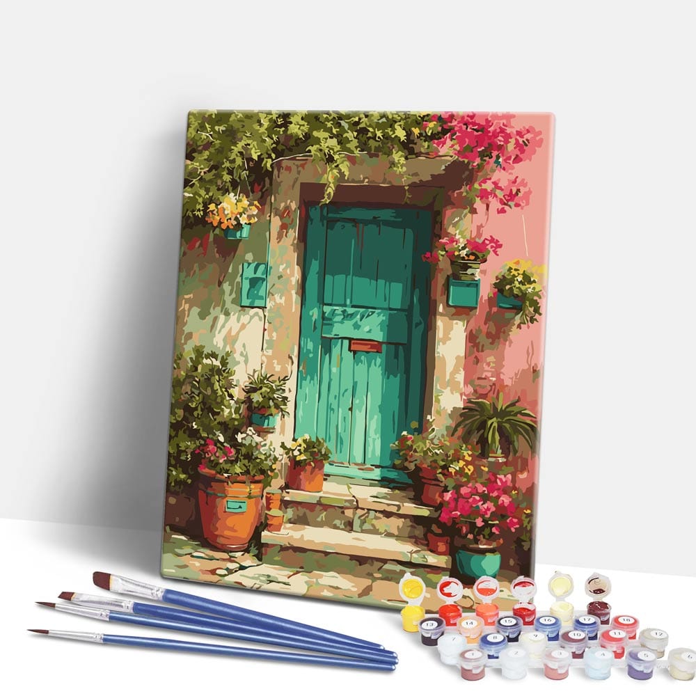 Painting By Numbers Kits 15.7" x 19.6" (40 x 50cm) Green Door - Paint By Numbers Kit