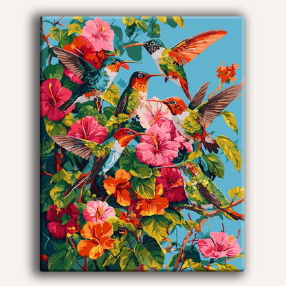 Painting By Numbers Kits 15.7" x 19.6" (40 x 50cm) Hummingbird Garden - Paint By Numbers Kit