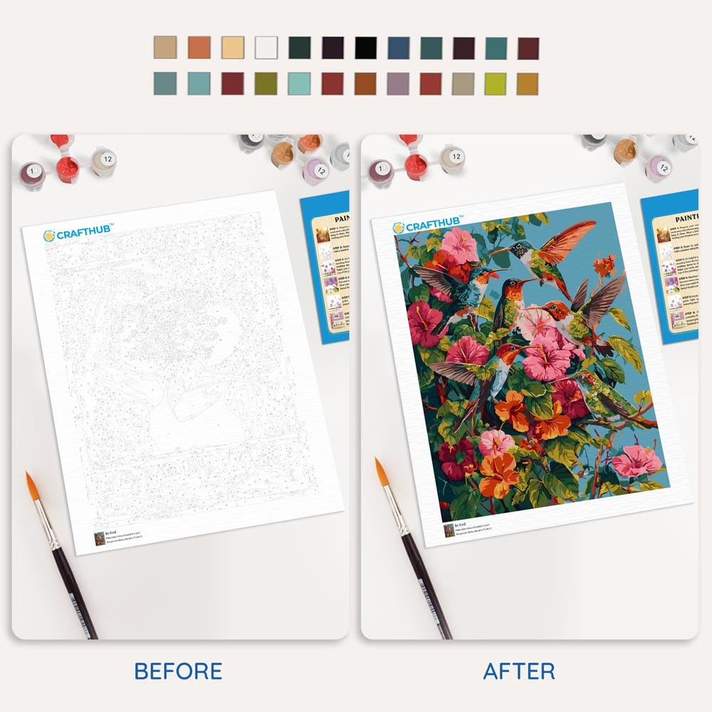 Painting By Numbers Kits 15.7" x 19.6" (40 x 50cm) Hummingbird Garden - Paint By Numbers Kit