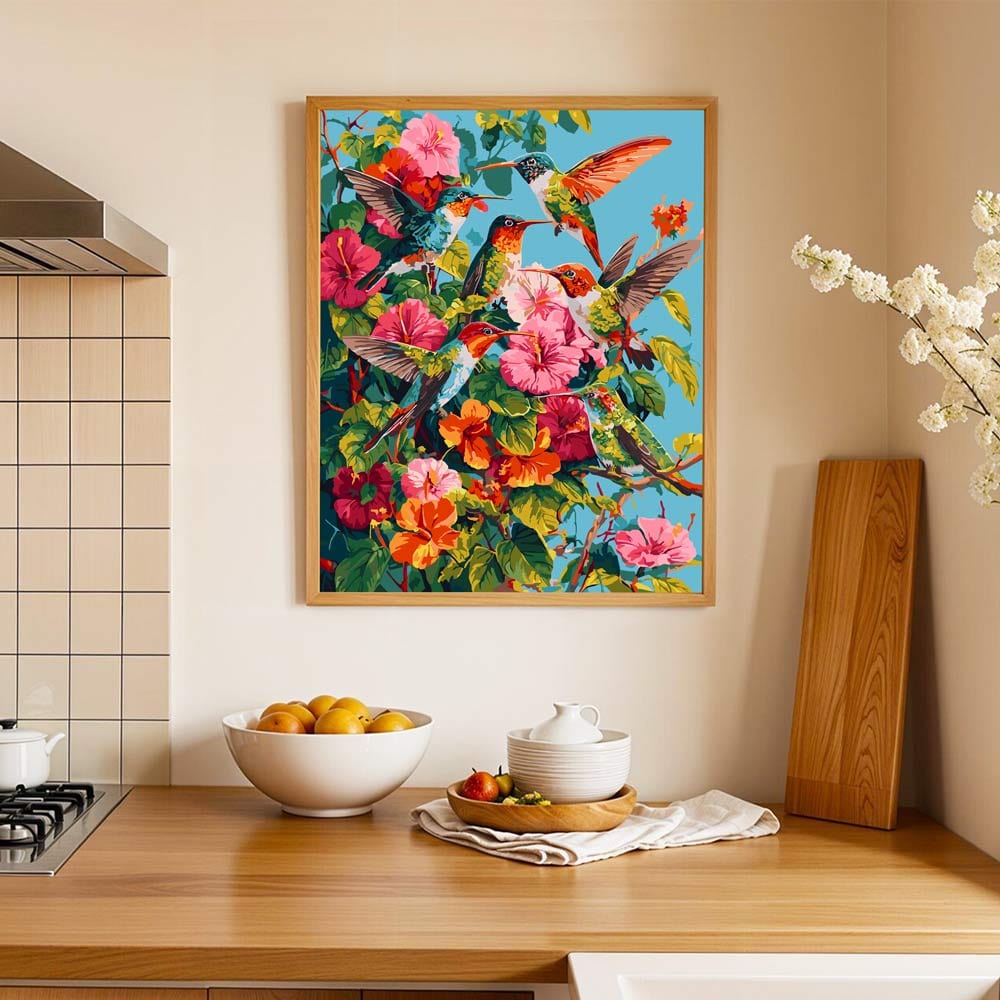 Painting By Numbers Kits 15.7" x 19.6" (40 x 50cm) Hummingbird Garden - Paint By Numbers Kit