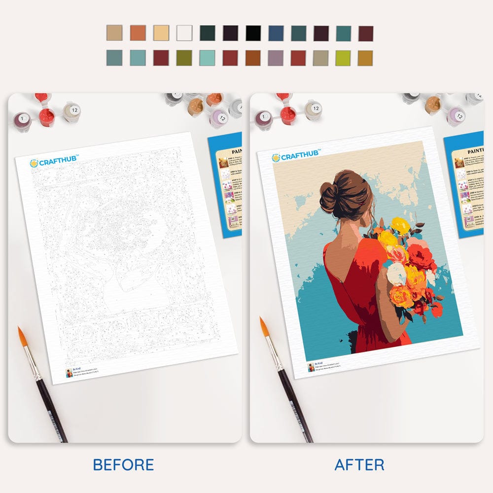 Painting By Numbers Kits 15.7" x 19.6" (40 x 50cm) Lady In Red - Paint By Numbers Kit