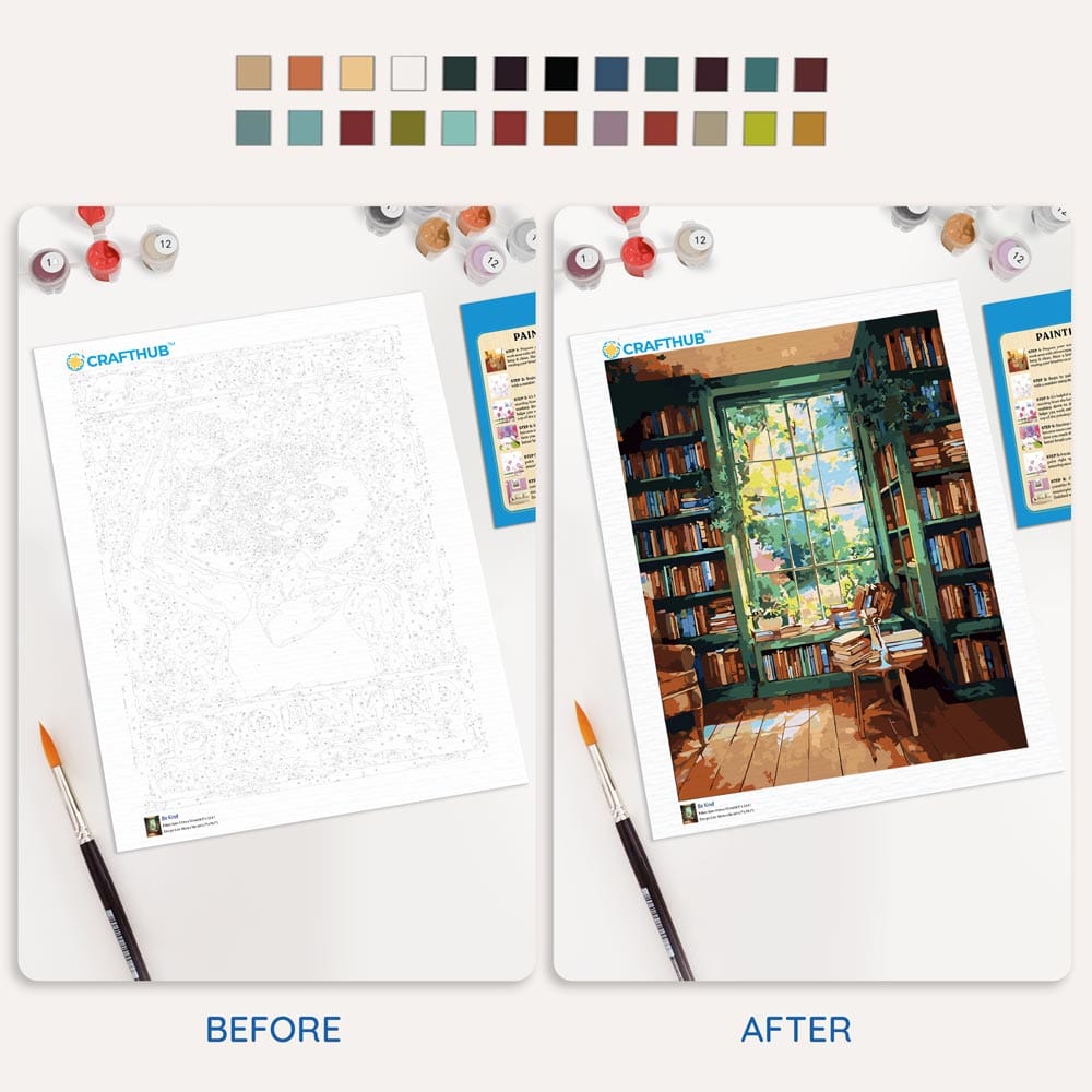 Painting By Numbers Kits 15.7" x 19.6" (40 x 50cm) Library Love - Paint By Numbers Kit