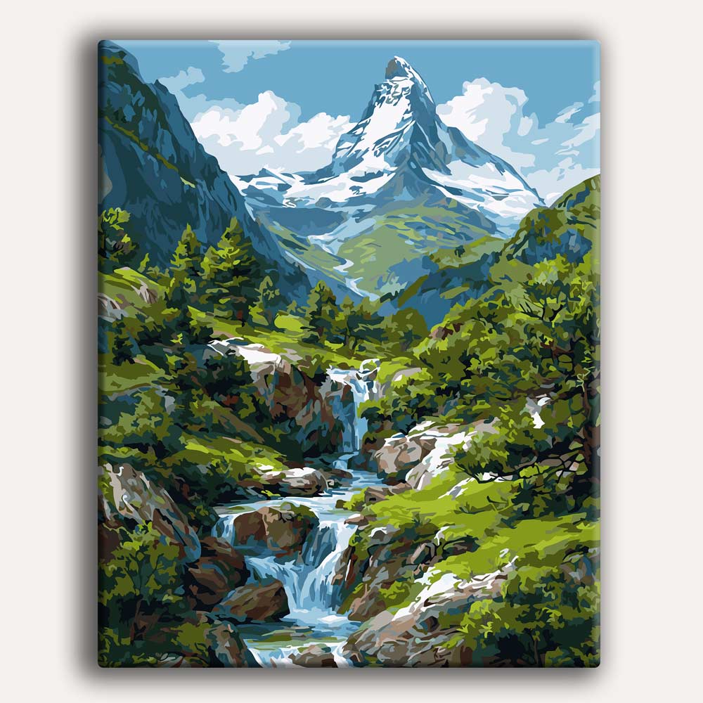 Painting By Numbers Kits 15.7" x 19.6" (40 x 50cm) Mountain Stream - Paint By Numbers Kit