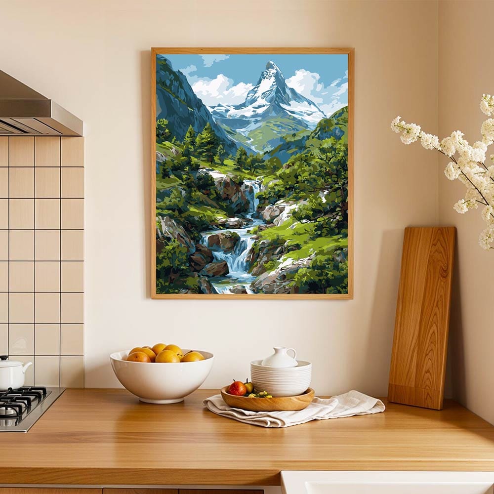 Painting By Numbers Kits 15.7" x 19.6" (40 x 50cm) Mountain Stream - Paint By Numbers Kit