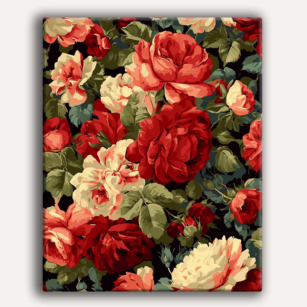 Painting By Numbers Kits 15.7" x 19.6" (40 x 50cm) Vintage Red Roses - Paint By Numbers Kit