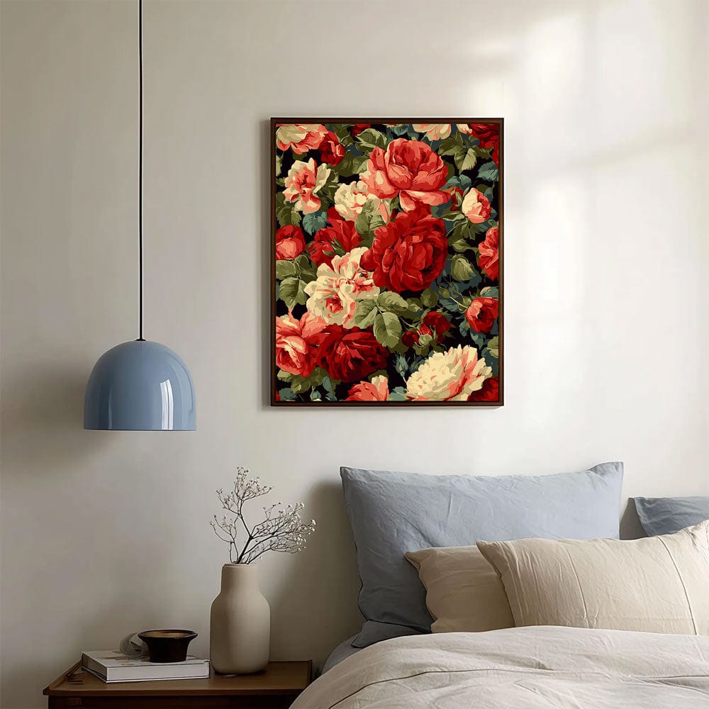 Painting By Numbers Kits 15.7" x 19.6" (40 x 50cm) Vintage Red Roses - Paint By Numbers Kit