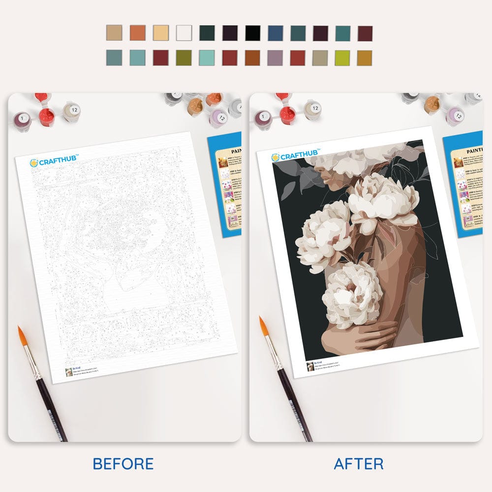 Painting By Numbers Kits 15.7" x 19.6" (40 x 50cm) White Peonies in Love - Paint By Numbers Kit