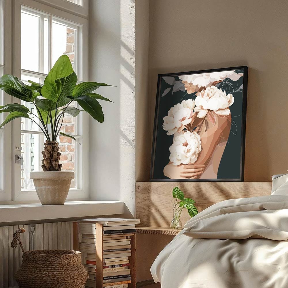 Painting By Numbers Kits 15.7" x 19.6" (40 x 50cm) White Peonies in Love - Paint By Numbers Kit