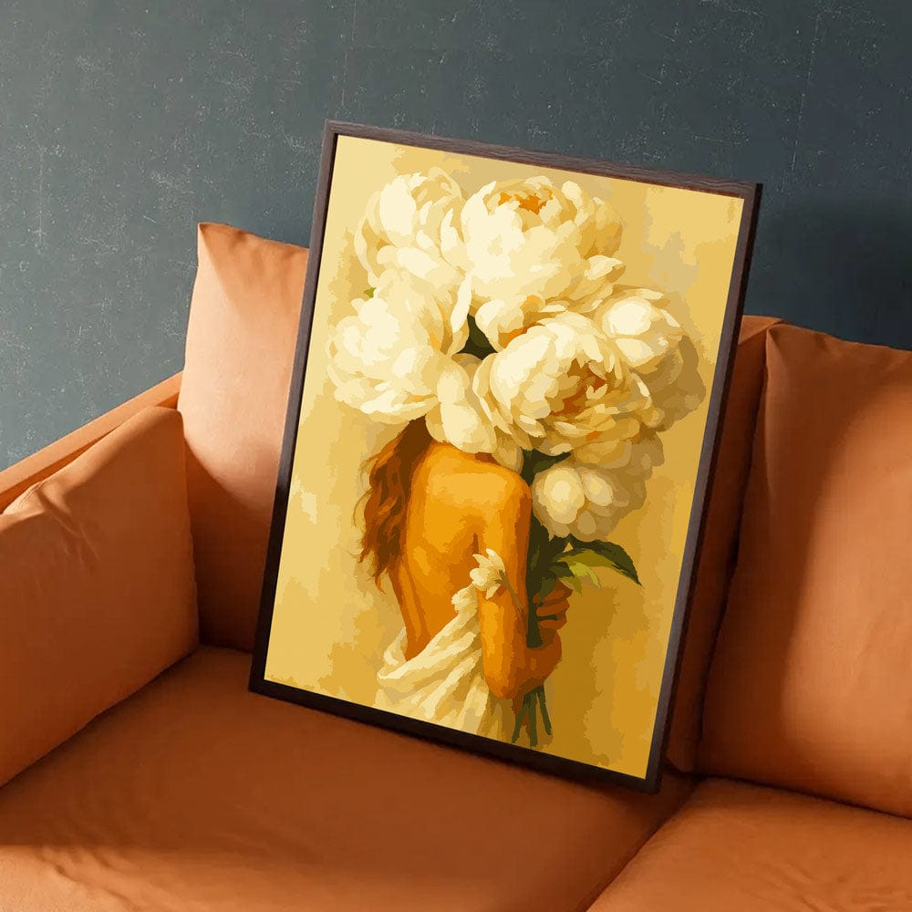 Painting By Numbers Kits 15.7" x 19.6" (40 x 50cm) White Peonies Love - Paint By Numbers Kit