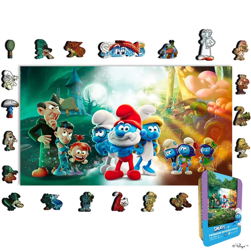 Animal Jigsaw Puzzle > Wooden Jigsaw Puzzle > Jigsaw Puzzle A4 + Wooden Gift Box The Smurfs - Wooden Jigsaw Puzzle