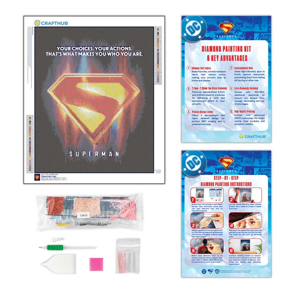 Diamond Painting Kits 17.7" x 21.7" / 45cm x 55cm Superman Logo - Diamond Painting Kit