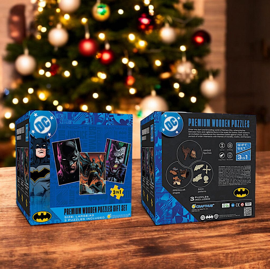 Animal Jigsaw Puzzle > Wooden Jigsaw Puzzle > Jigsaw Puzzle 3 x A3 Size L Wooden Jigsaw Puzzles + Gift Box 3-Pack BATMAN AND THE JOKER™ - Wooden Jigsaw Puzzle Gift Set + Extra $30 Off