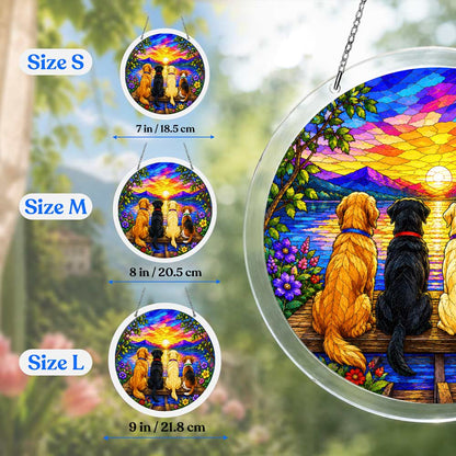 Acryl-Sonnenfänger-Puzzle - Hunde im Sonnenuntergang