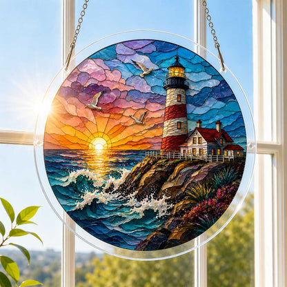 Leuchtturm im Sonnenuntergang - Acryl-Puzzle