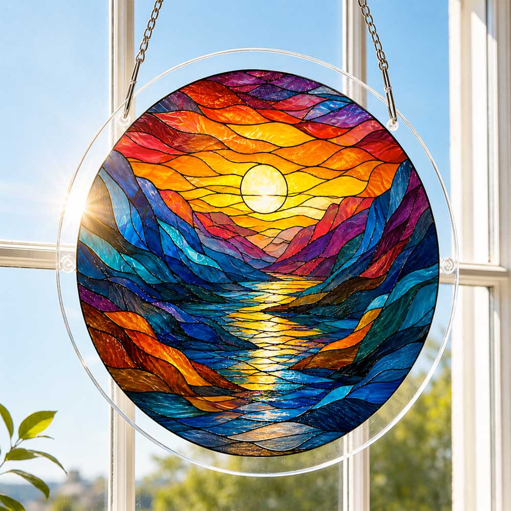 Sonnenuntergang am Fluss - Acryl-Puzzle
