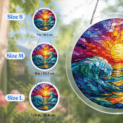 Wellen im Sonnenuntergang - Acryl-Puzzle