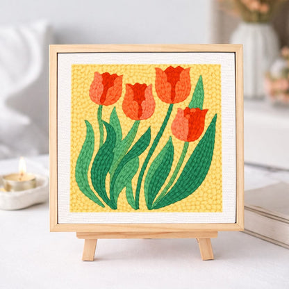 Painting By Numbers Kits 9.8" x 9.8" (25x25cm) Tulips - Punch Needle Kit