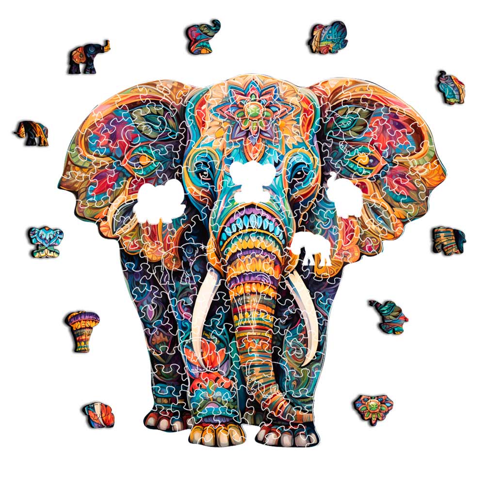 Animal Jigsaw Puzzle > Wooden Jigsaw Puzzle > Jigsaw Puzzle Vivid Elephant - Jigsaw Puzzle