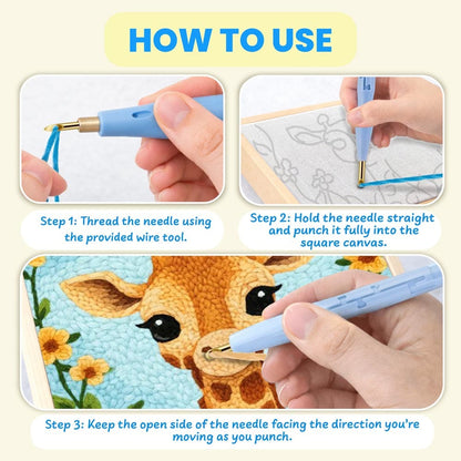 Painting By Numbers Kits 9.8" x 9.8" (25x25cm) Giraffe - Punch Needle Kit