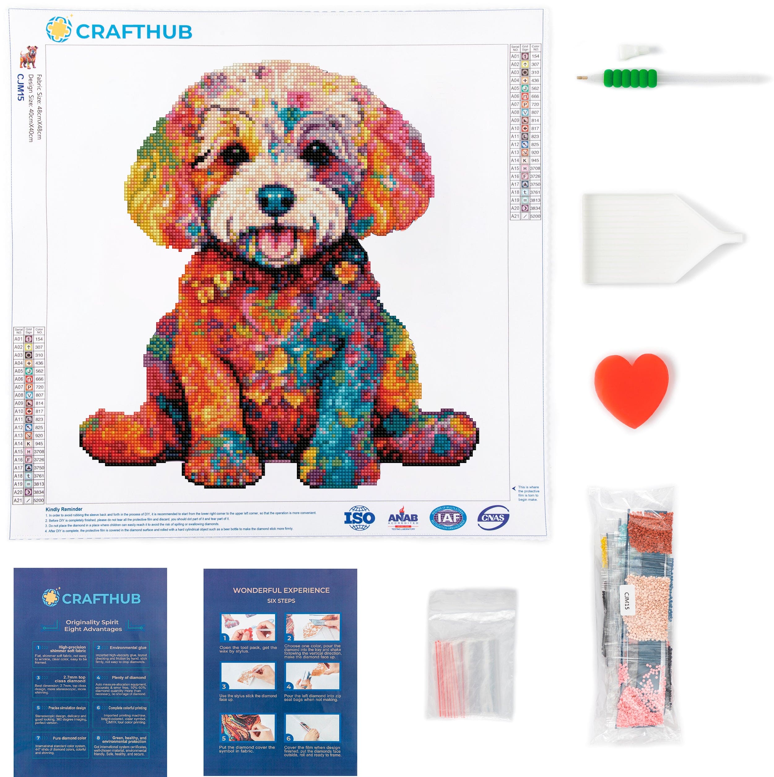 15.7"x15.7" / 40cm x 40cm Bichon Frisé Dog - Diamond Painting Kit