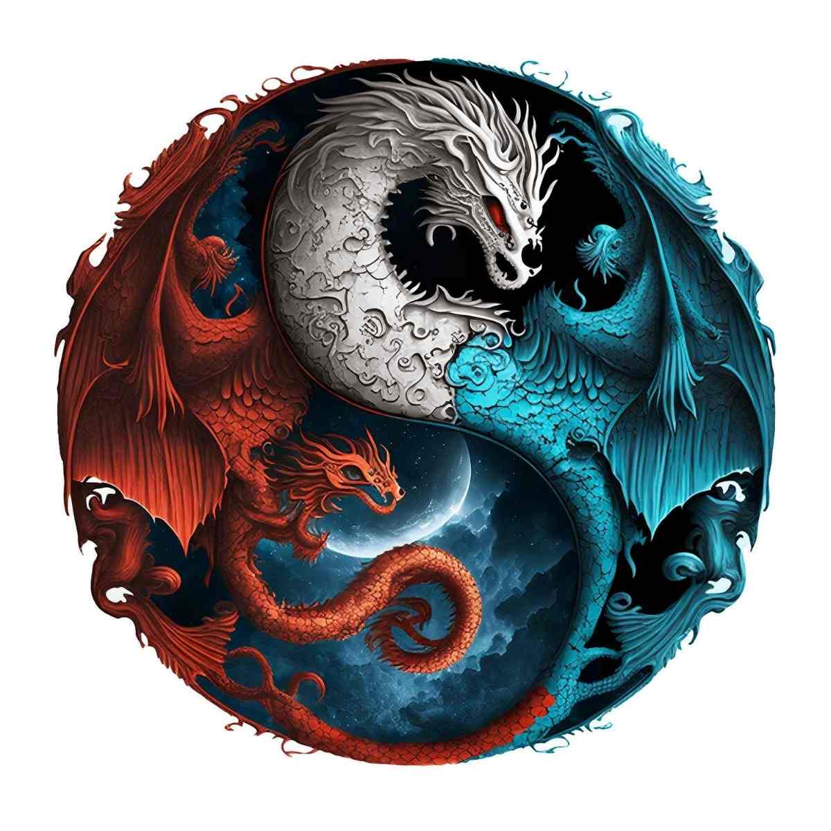 Wandtattoo Yin Yang Drache 45x45 Cm – Anthrazit, Selbstklebend, Für Wand, Glas, Möbel, In 40 Farben Erhältlich