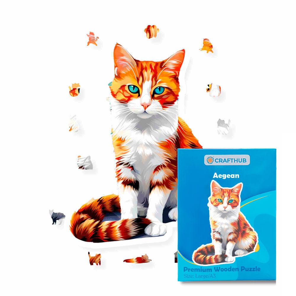 Animal Jigsaw Puzzle > Wooden Jigsaw Puzzle > Jigsaw Puzzle A4 + Paper Box Aegean Cat - Jigsaw Puzzle