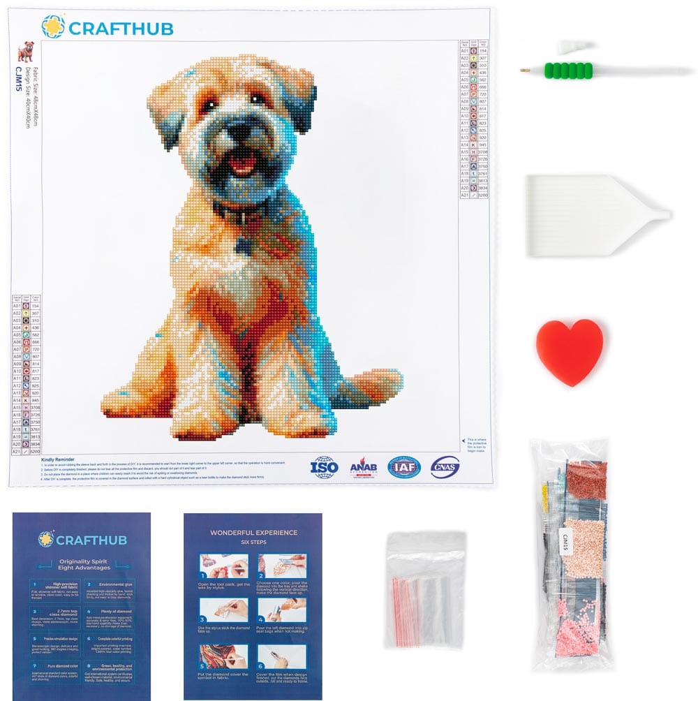 15.7"x15.7" / 40cm x 40cm Wheaten Terrier Dog - Diamond Painting Kit