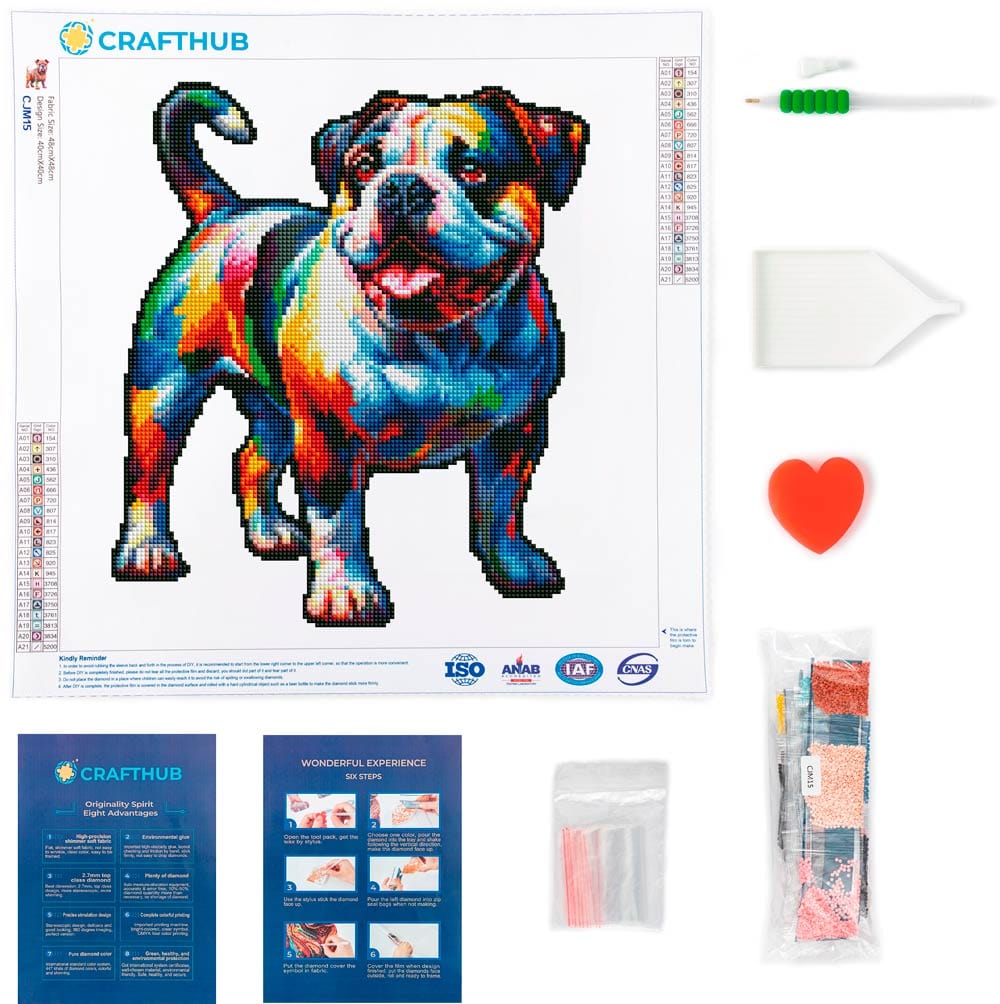 15.7"x15.7" / 40cm x 40cm American Bull Dog - Diamond Painting Kit