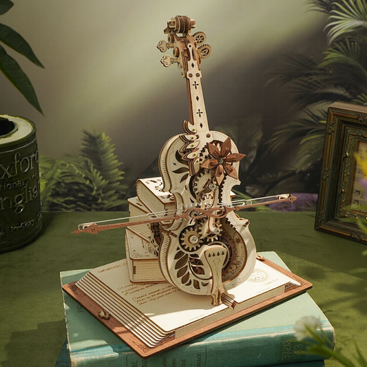 Magische Cello-Spieluhr 3D-Holzpuzzle