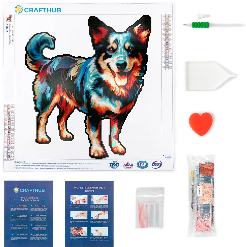 15.7"x15.7" / 40cm x 40cm Cattle Dog - Diamond Painting Kit