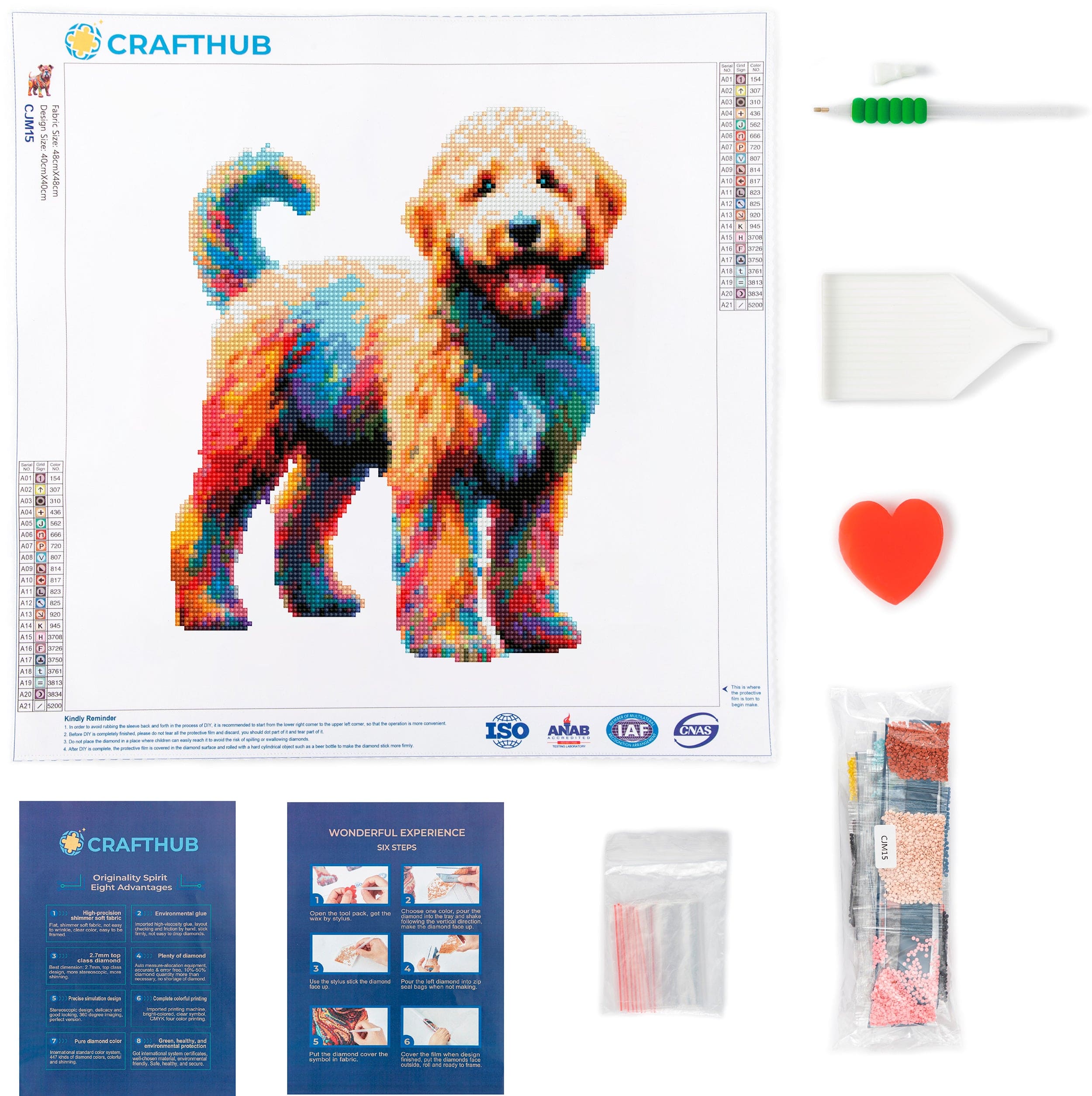 15.7"x15.7" / 40cm x 40cm Goldendoodle Dog - Diamond Painting Kit