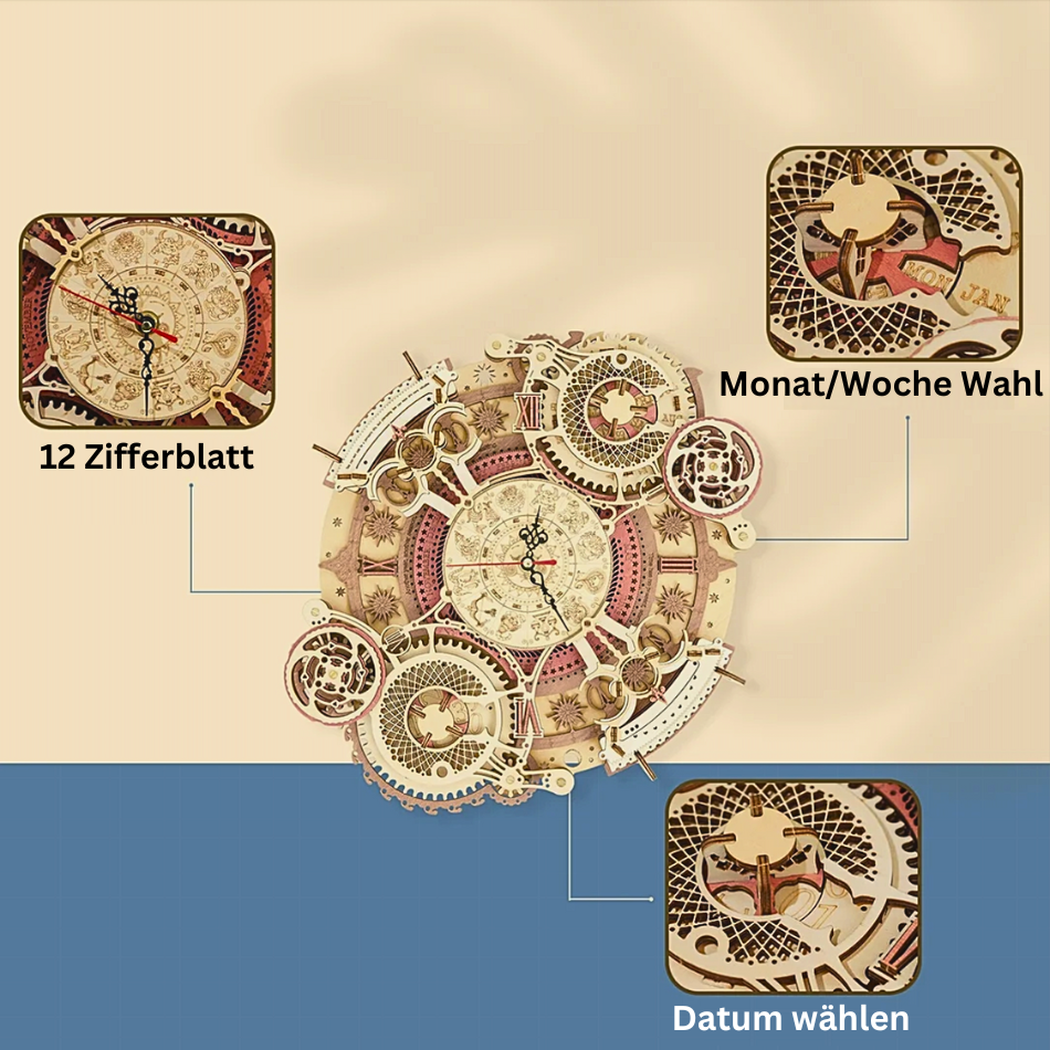 Kunstuhr mit Sternzeichen 3D-Holzpuzzle