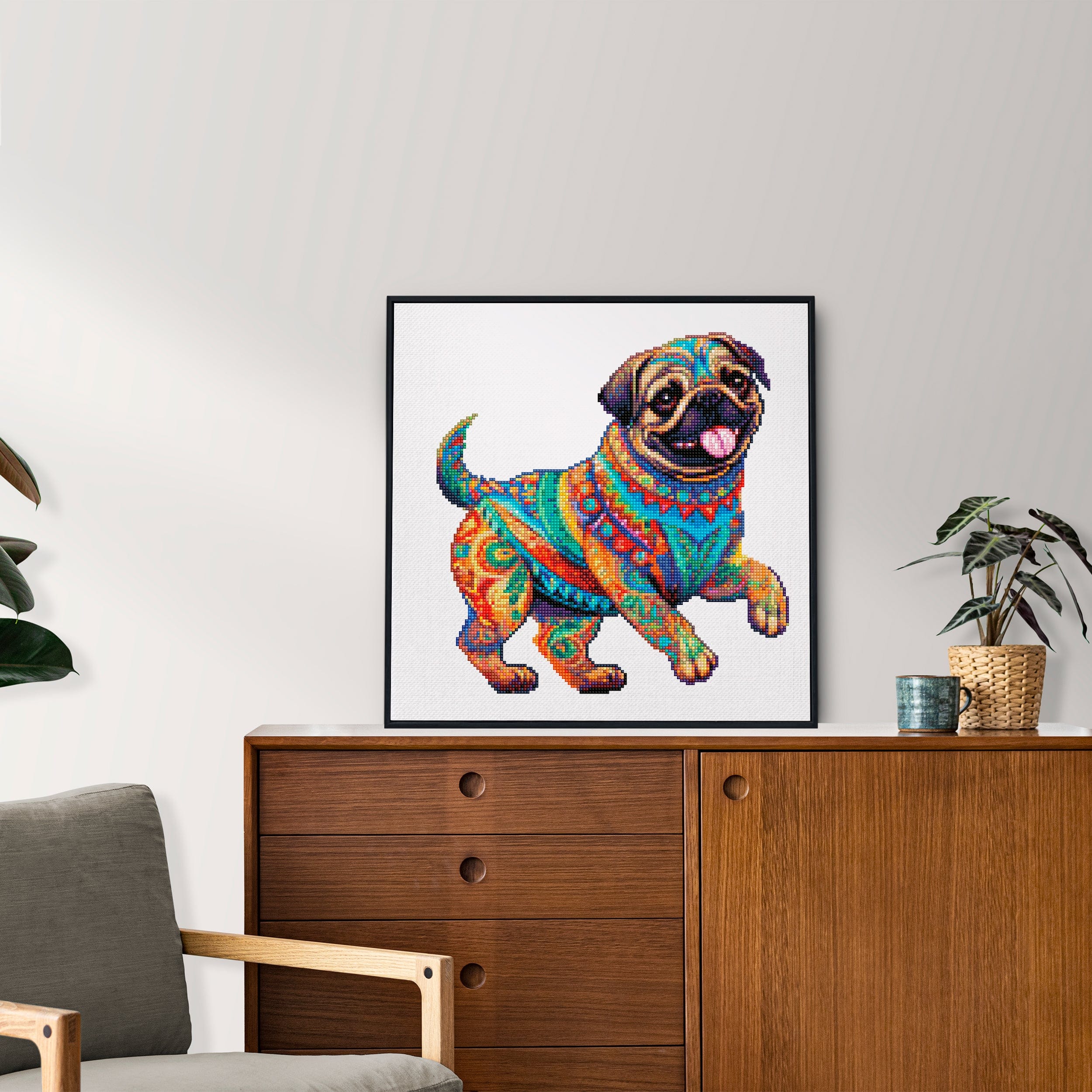 15.7"x15.7" / 40cm x 40cm Pug Dog - Diamond Painting Kit