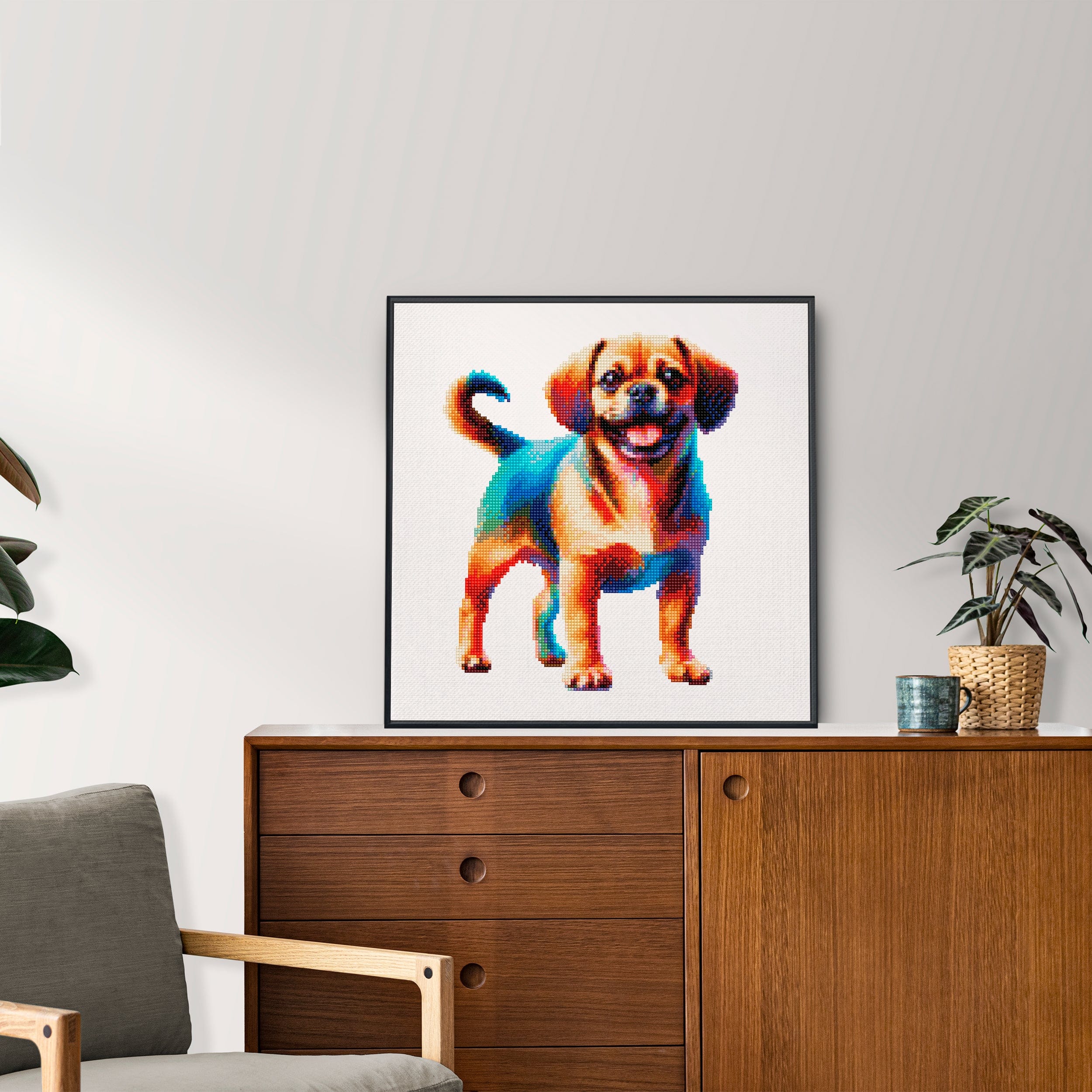 15.7"x15.7" / 40cm x 40cm Puggle Dog - Diamond Painting Kit