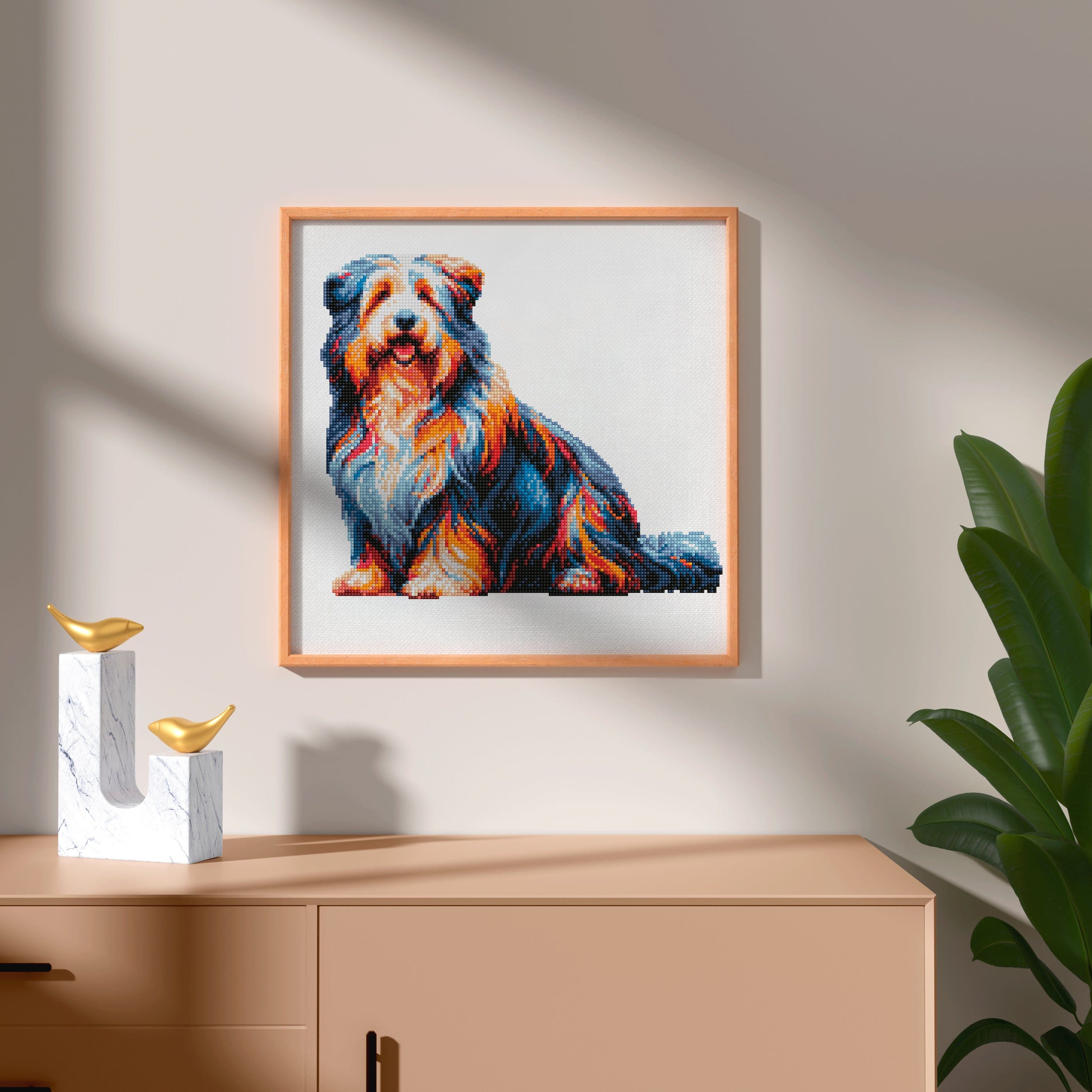 15.7"x15.7" / 40cm x 40cm Bearded Collie Dog - Diamond Painting Kit