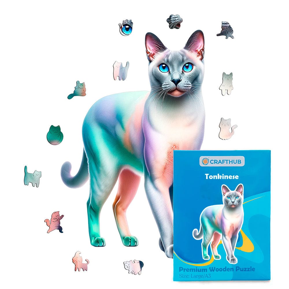 Animal Jigsaw Puzzle > Wooden Jigsaw Puzzle > Jigsaw Puzzle A4 + Paper Box Tonkinese Cat - Jigsaw Puzzle
