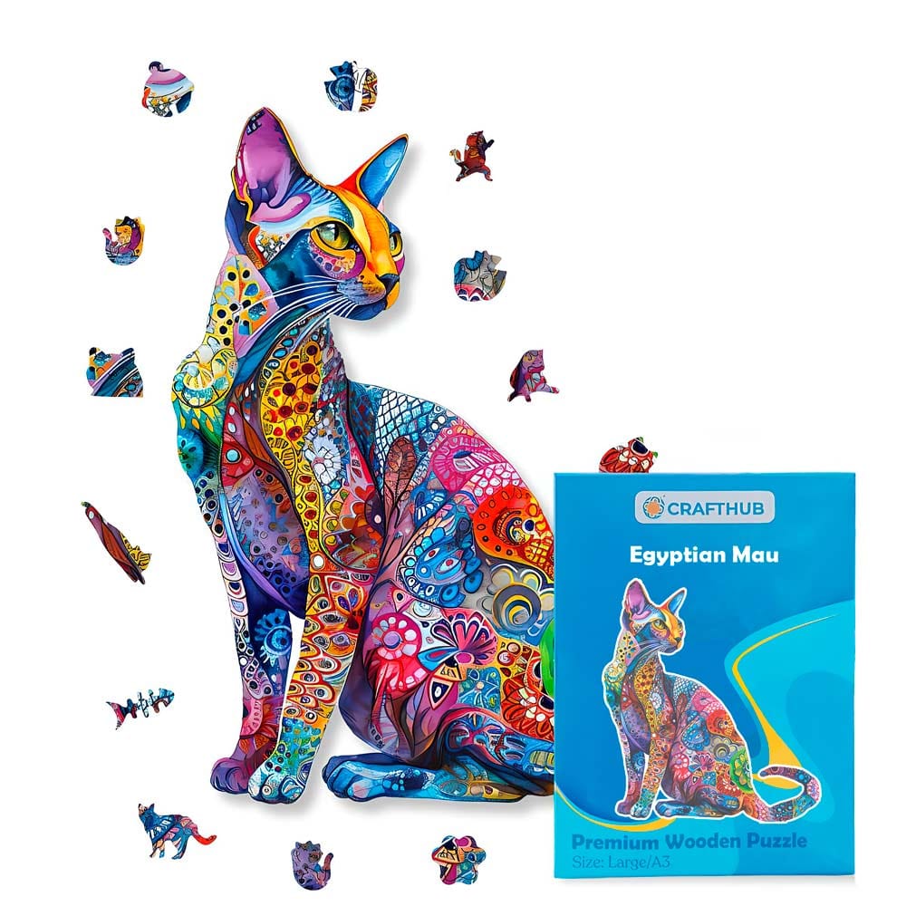 Animal Jigsaw Puzzle > Wooden Jigsaw Puzzle > Jigsaw Puzzle A4 + Paper Box Egyptian Mau Cat - Jigsaw Puzzle